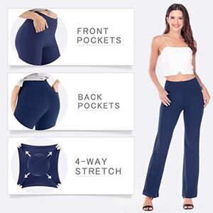 NWT IUGA Navy Bootcut Yoga Leggings With front and back Pockets Womens 30 W 30 L